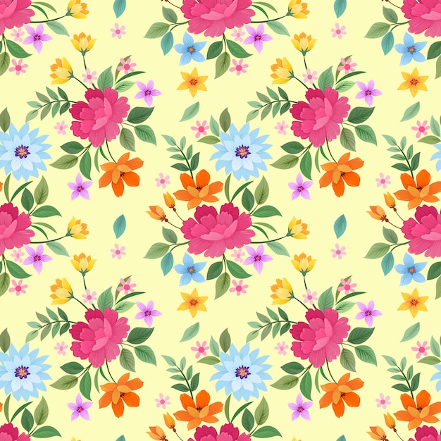 Vibrant Floral Pattern with Colorful Blooms and Leaves | Jiffy Designs