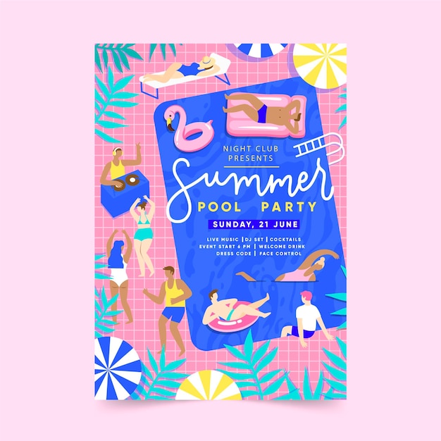 Vibrant Summer Pool Party Invitation with Tropical Flair | Jiffy Designs