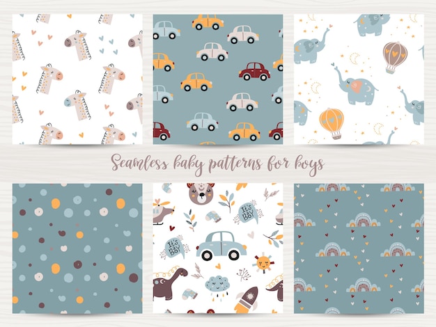 Seamless Baby Patterns for Boys with Vehicles, Animals, and Playful ...