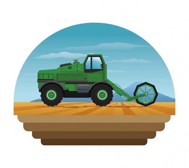 Vibrant Tractor Illustration with Scenic Landscape Background | Jiffy ...