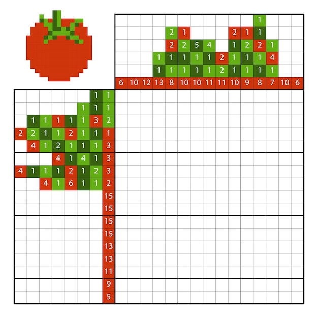 Vibrant Pixel Art Tomato Collection with Grid Overlay | Jiffy Designs