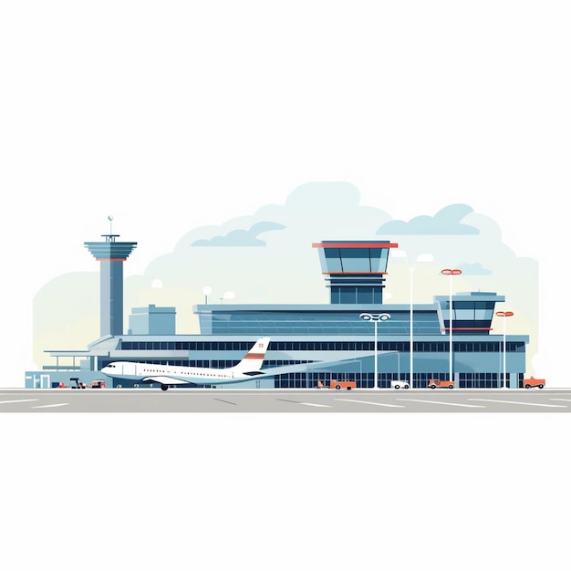 Vibrant Modern Airport Terminal with Control Tower | Jiffy Designs