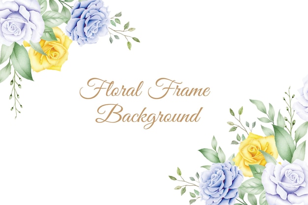 Elegant Floral Frame with Yellow and Blue Roses | Jiffy Designs