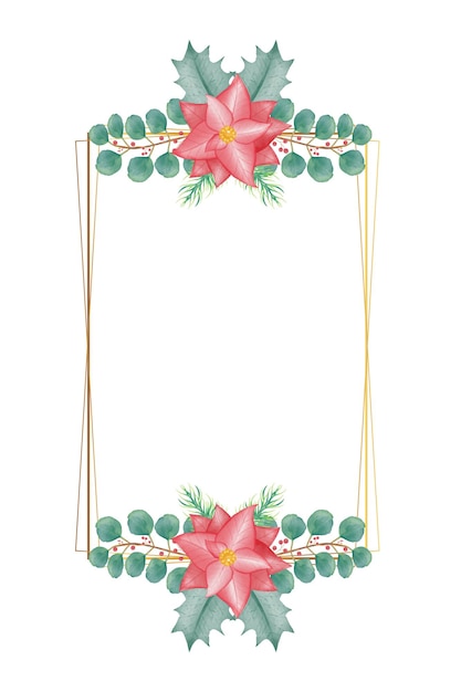 Elegant Poinsettia Floral Frame with Lush Greenery | Jiffy Designs