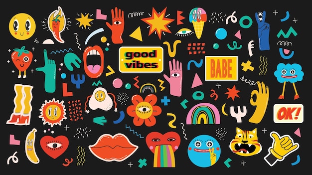 Vibrant Collage of Quirky Symbols and Expressive Shapes | Jiffy Designs