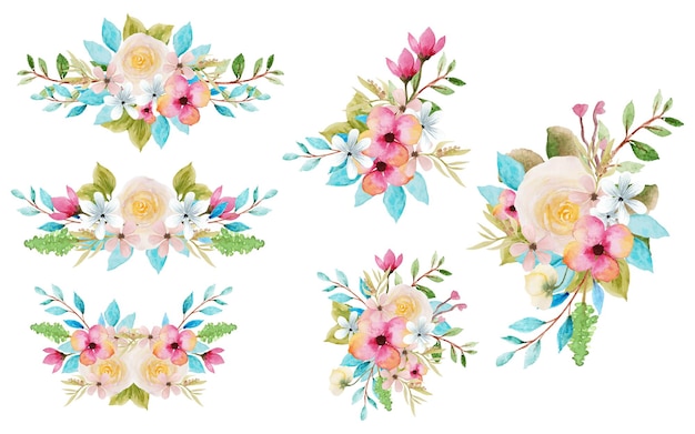 Vibrant Watercolor Floral Bouquets and Wreaths Collection | Jiffy Designs
