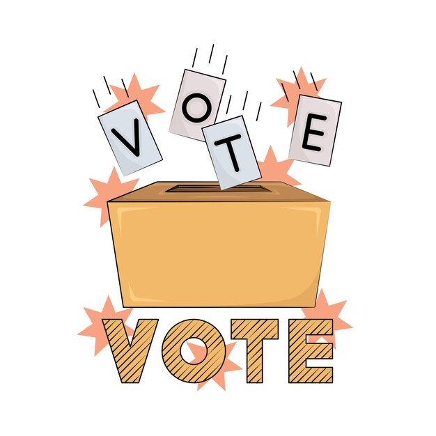 Ballot box with 'Vote' text and star accents | Jiffy Designs
