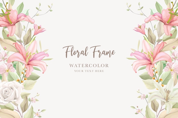 Elegant Watercolor Floral Frame with Pink and White Flowers | Jiffy Designs