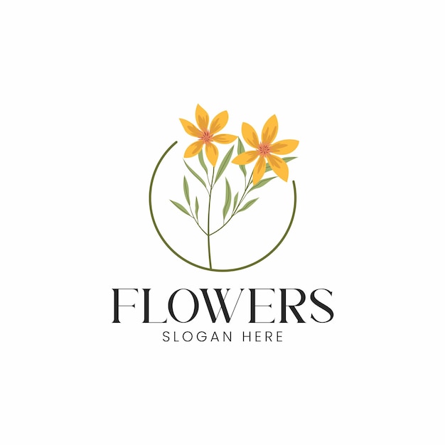 Vibrant Floral Emblem with Elegant Yellow Flowers | Jiffy Designs