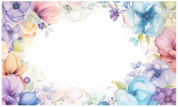 Vibrant Floral Frame with Pastel Blooms and Foliage | Jiffy Designs
