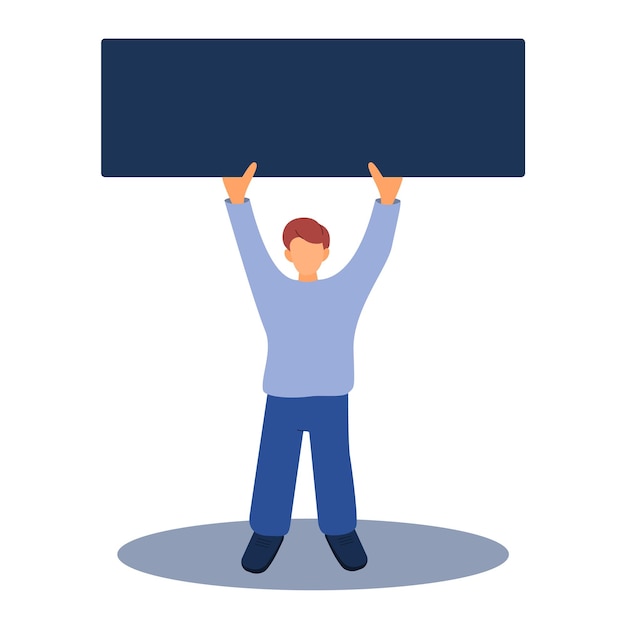 Person Holding Up Blank Blue Sign for Message | Jiffy Designs