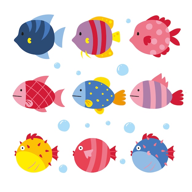 Vibrant and Whimsical Collection of Diverse Fish Characters | Jiffy Designs