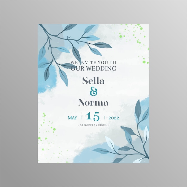 Elegant Floral Wedding Invitation with Botanical Leaves | Jiffy Designs