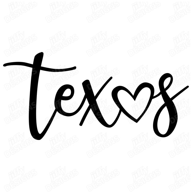 Texas With Heart SVG Cut File State of Texas SVG Hand Lettered Cursive ...