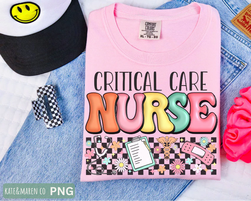 'Critical Care Nurse' Vibrant Text with Playful Medical Icons | Jiffy ...