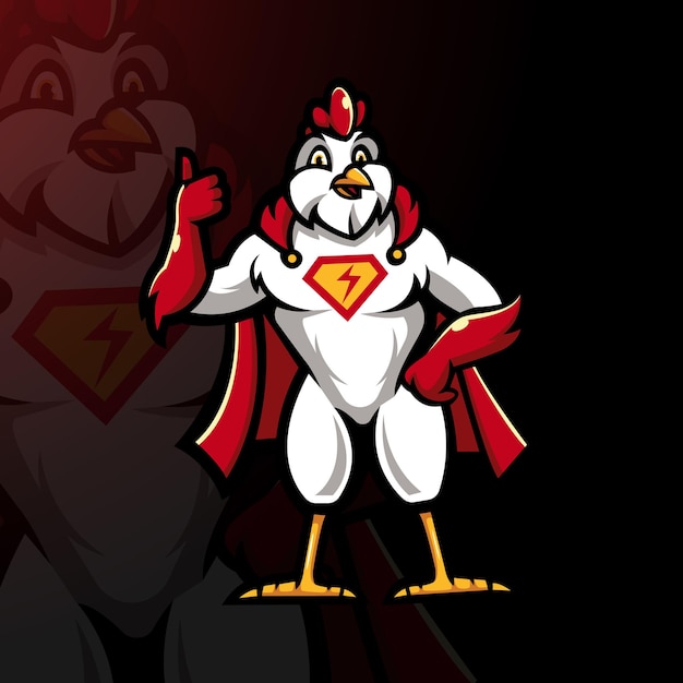 Heroic Chicken Mascot Soaring with Confidence | Jiffy Designs