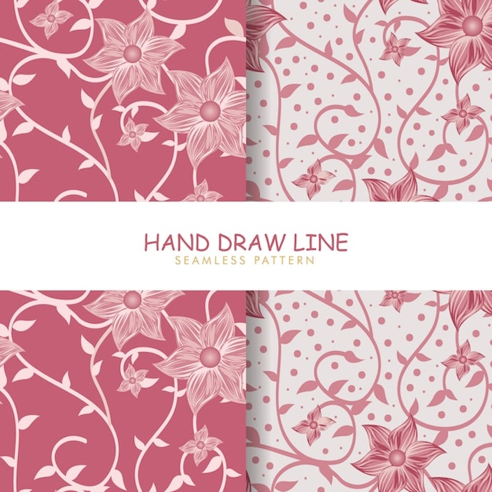 Elegant Hand-Drawn Floral Line Art Patterns Collection EPS JPG SVG Digital Asset Downloadable Files Main Image