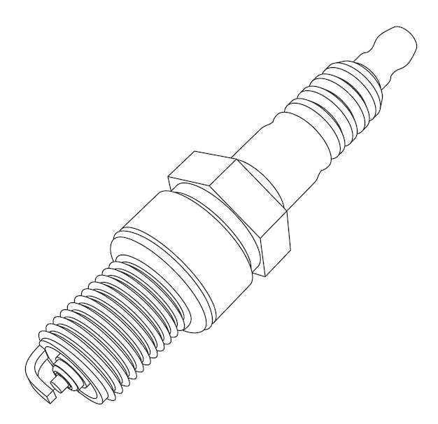 Detailed Illustration of a Metallic Spark Plug Jiffy Designs