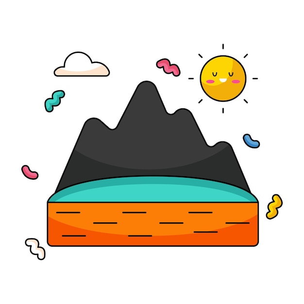 Vibrant Mountainscape with Playful Shapes and Sunshine | Jiffy Designs