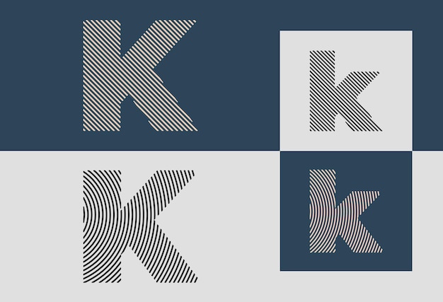 Striking Monochrome Geometric Patterns in Uppercase Letter K | Jiffy ...