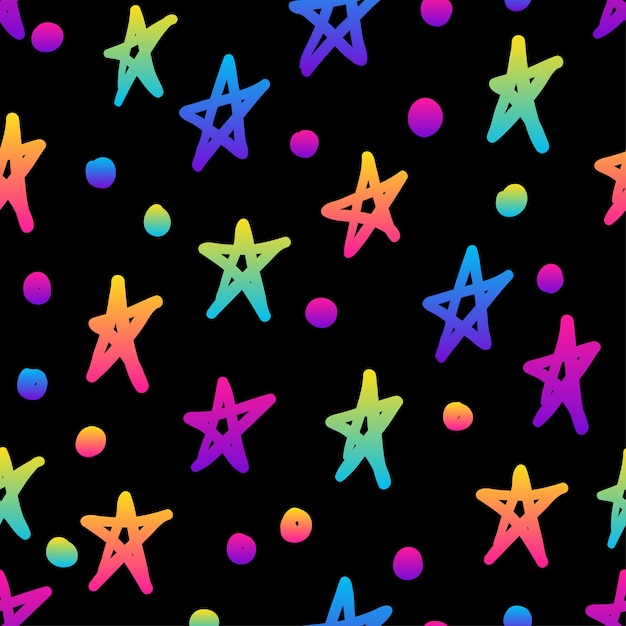 Vibrant Starry Night: Colorful Star and Dot Pattern | Jiffy Designs
