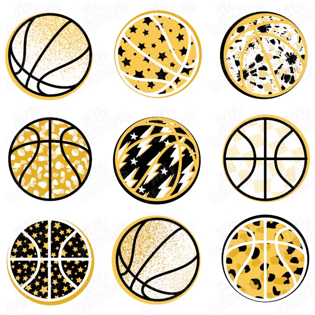 Basketball Variations Artistic Renditions in Vibrant Yellow and Black ...