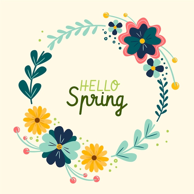 Vibrant Spring Floral Wreath with Greeting Text | Jiffy Designs