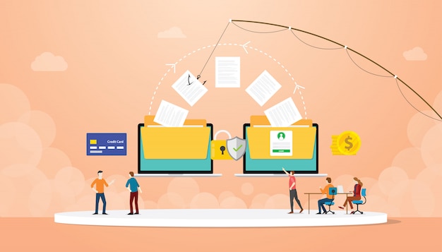 Seamless Digital File Sharing and Money Transfer Illustration | Jiffy ...