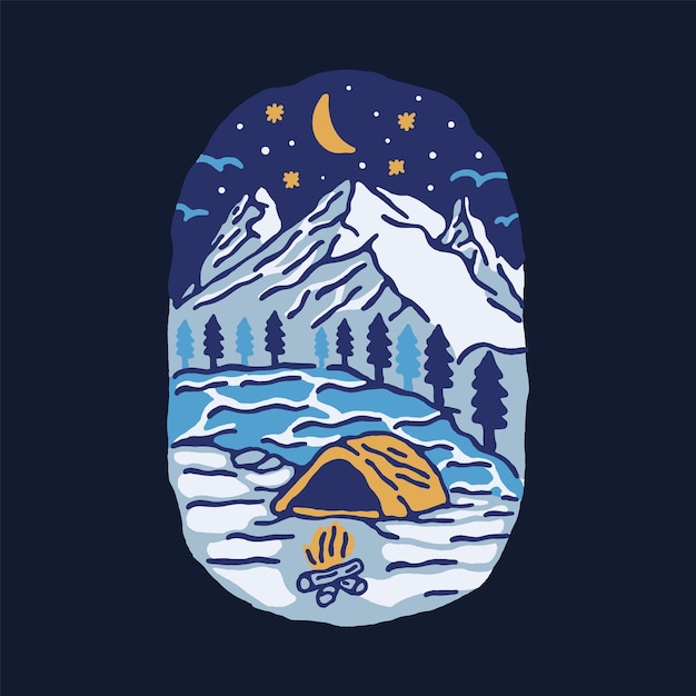 Serene Mountain Camping Scene Under Starry Night Sky | Jiffy Designs