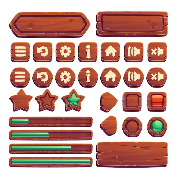 Diverse Collection of Rustic Wooden Game Elements and Buttons | Jiffy ...