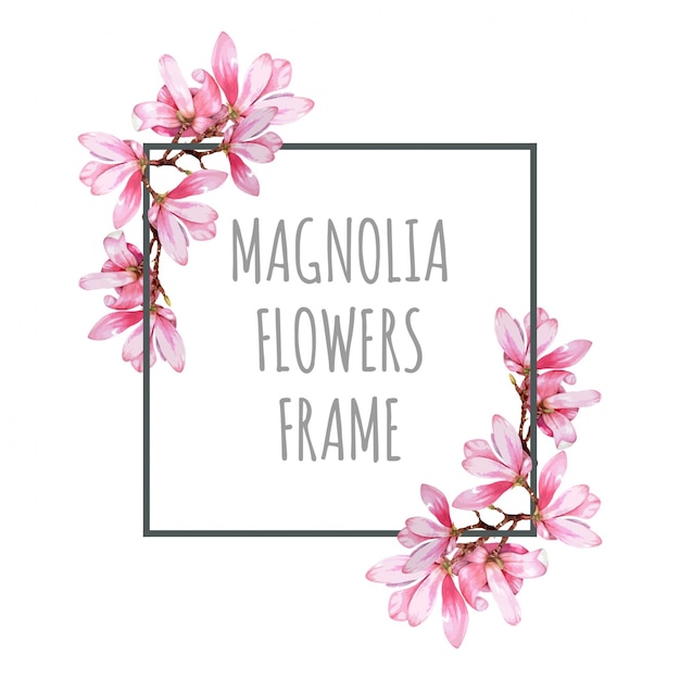 Elegant Magnolia Floral Frame with Delicate Pink Blossoms | Jiffy Designs