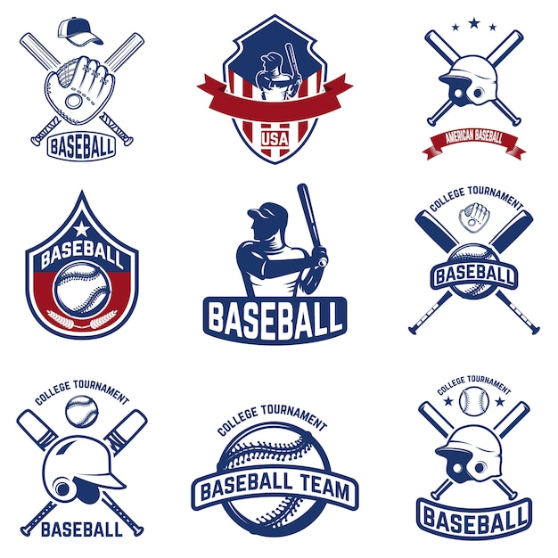 Vintage Baseball Emblem Collection with Diverse Graphic Elements ...