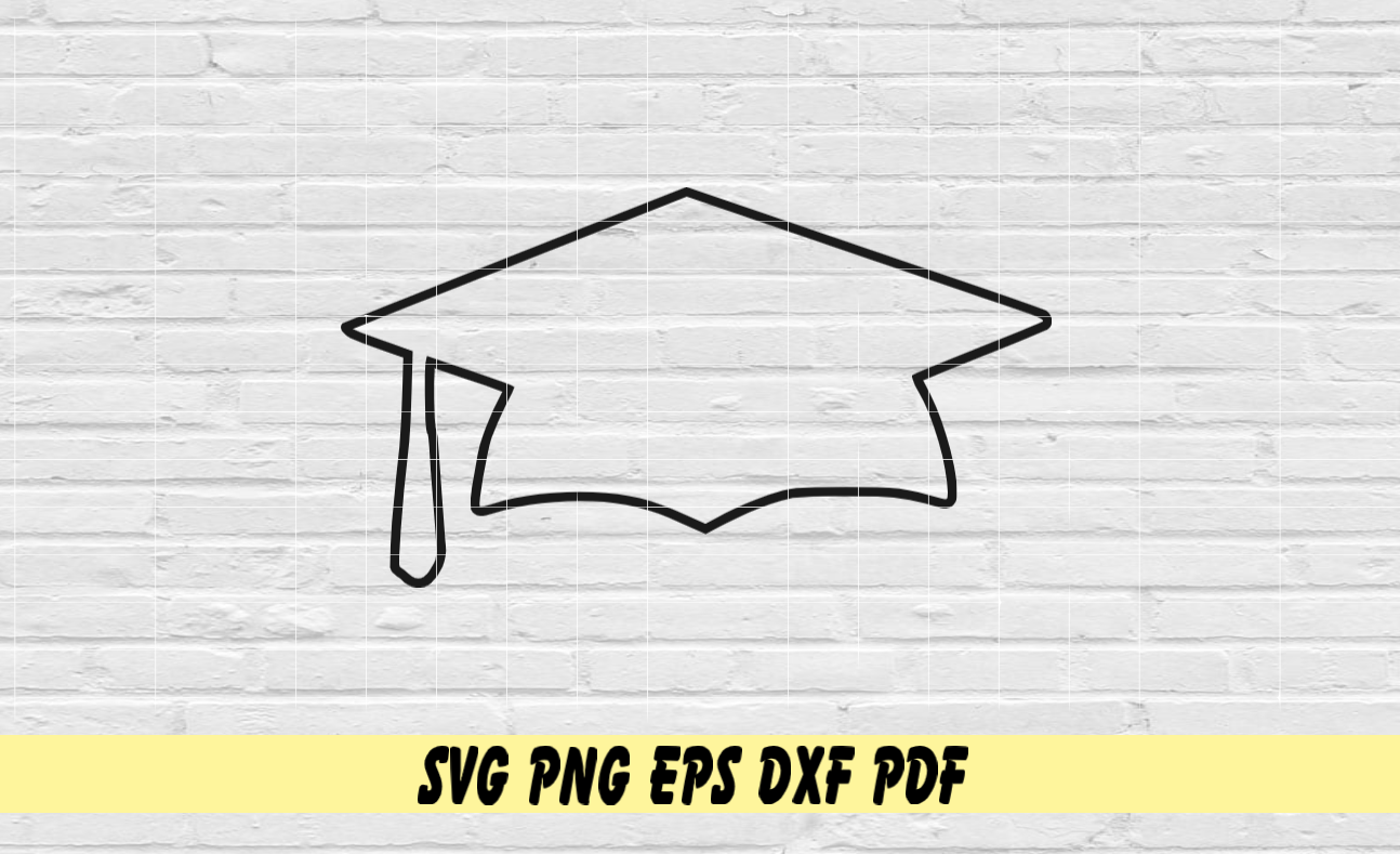 Graduation cap and tassel outline svg png eps dxf pdf sublimation ...