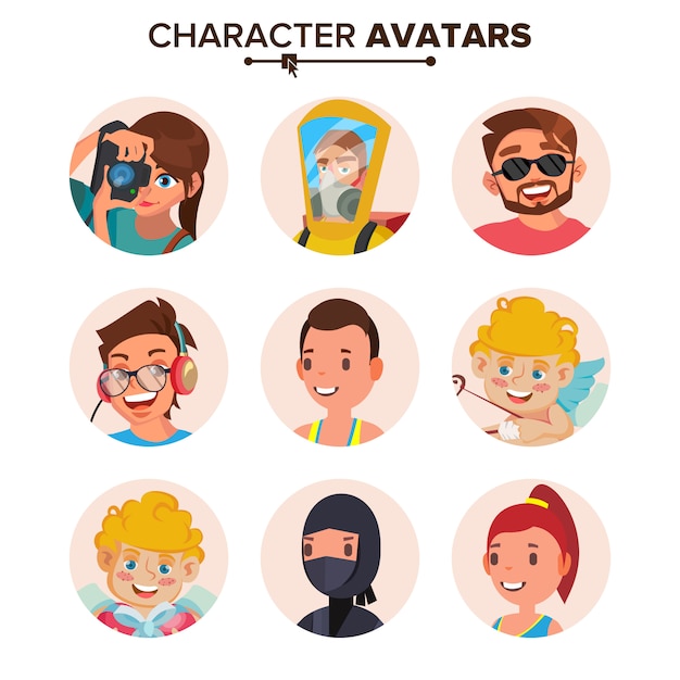Vibrant Collection of Diverse Character Avatars for Creative Expression ...