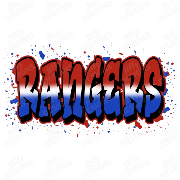 'Rangers' Graffiti-Inspired Text with Vibrant Patriotic Splatter Effect ...