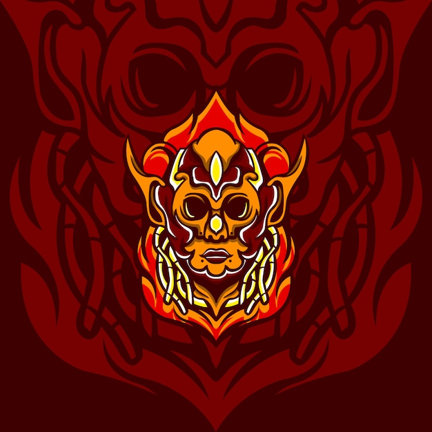 Vibrant Tribal Mask with Fiery Flourishes | Jiffy Designs