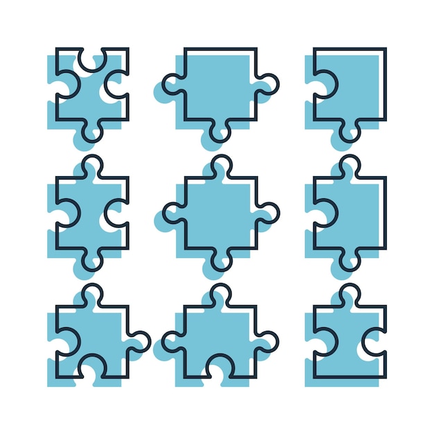 Diverse Collection of Interlocking Puzzle Pieces in Shades of Blue ...