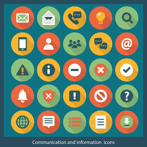 Vibrant Communication and Information Icon Set | Jiffy Designs