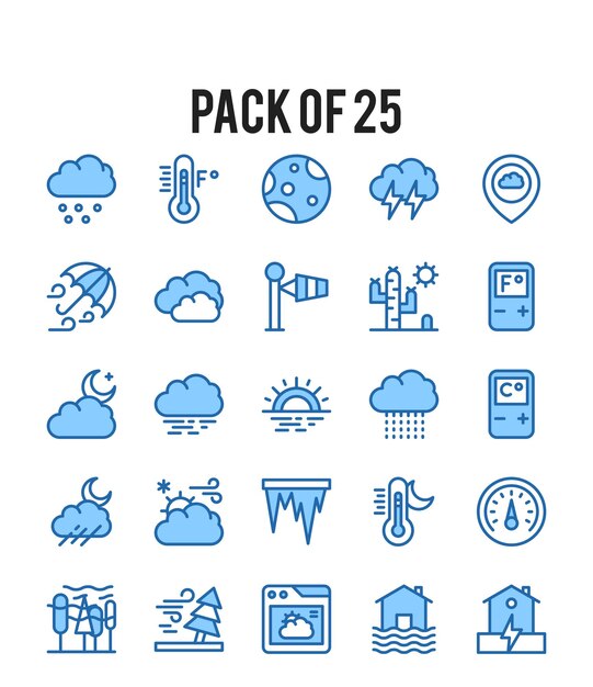 Diverse Weather and Climate Icon Collection in Blue Tones | Jiffy Designs