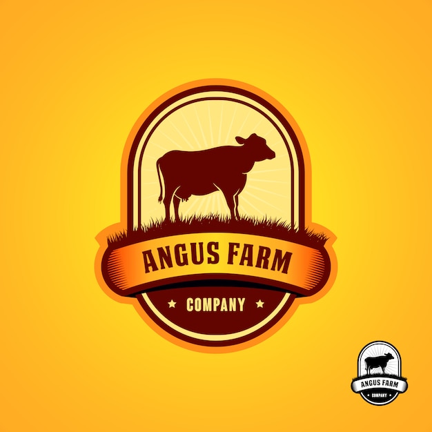 Angus Farm Company Logo with Silhouetted Cow Illustration | Jiffy Designs