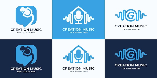 Vibrant Music Creation Logos: Iconic Microphone and Wave Designs ...