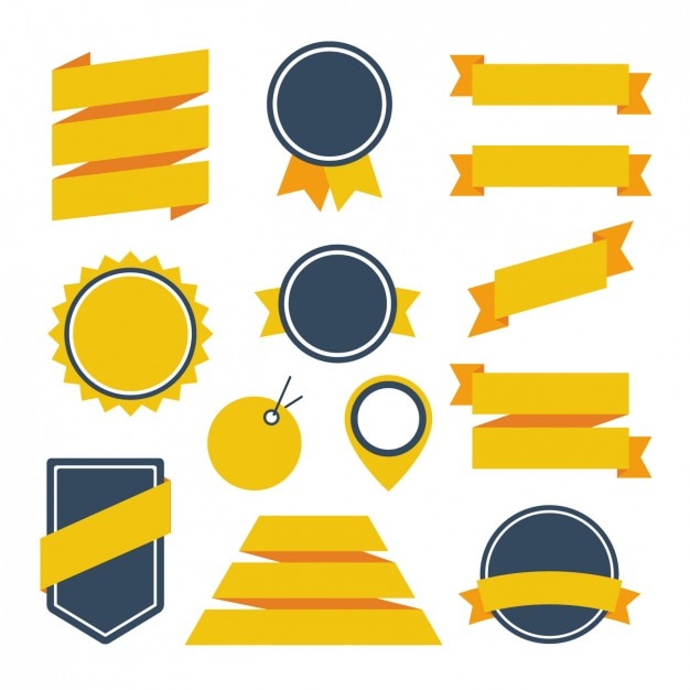 Vibrant Yellow and Navy Blue Ribbon Badge Collection | Jiffy Designs