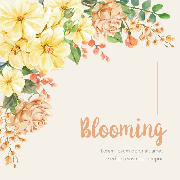 Blooming Watercolor Floral Frame with Calligraphic Text | Jiffy Designs