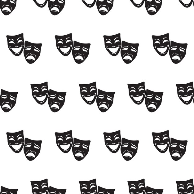 Dramatic Theatrical Masks in Seamless Pattern | Jiffy Designs