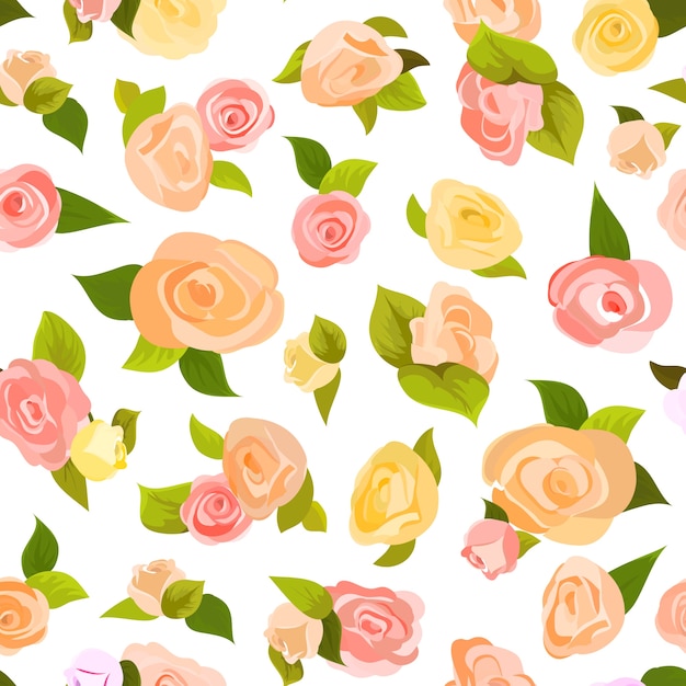 Seamless Pattern of Delicate Pink and Yellow Roses | Jiffy Designs