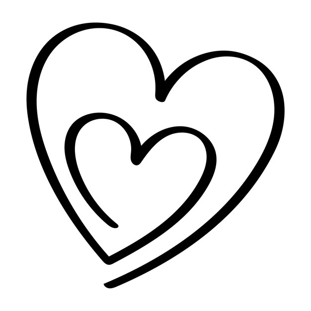 Simple Black and White Heart Line Art Drawing | Jiffy Designs