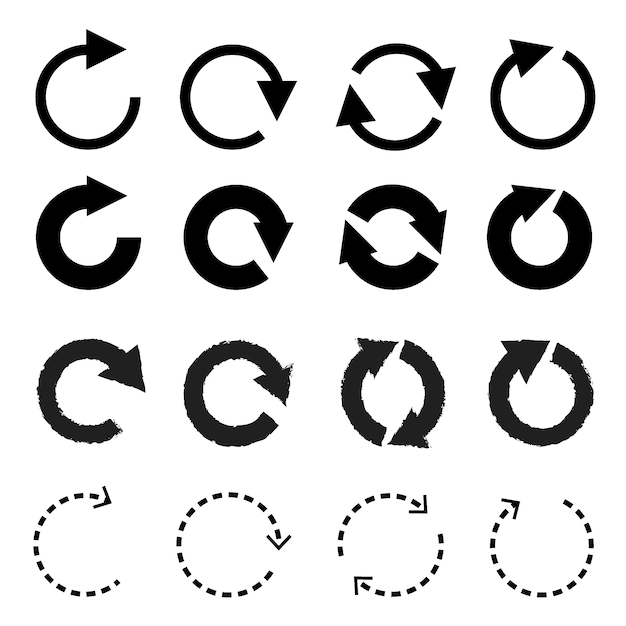 Diverse Circular Arrows in Monochrome Minimalist Design | Jiffy Designs