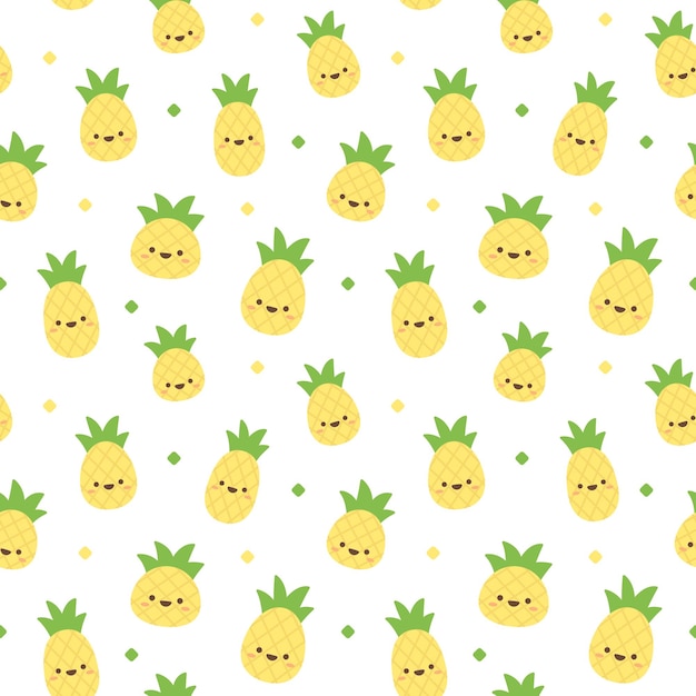 Adorable Pineapple Pattern with Cheerful Faces | Jiffy Designs