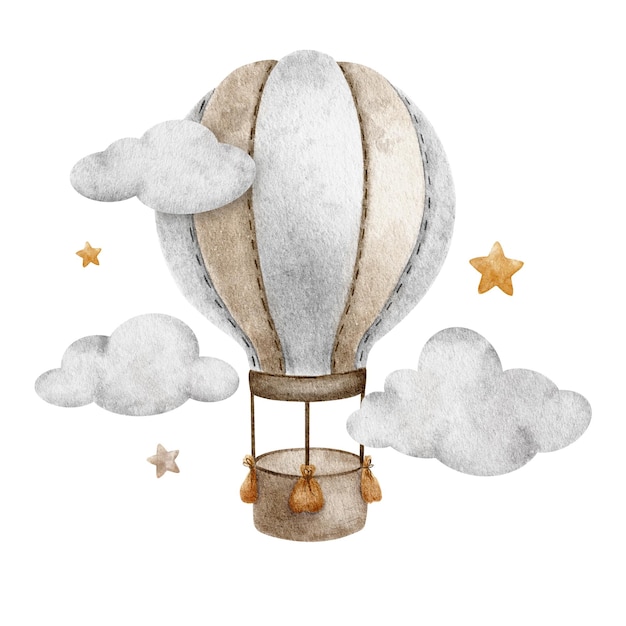 Whimsical Hot Air Balloon Floating Among Fluffy Clouds | Jiffy Designs
