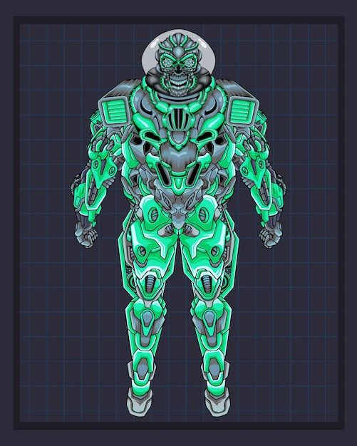 Futuristic Alien Warrior in Striking Green and Silver Armor | Jiffy Designs